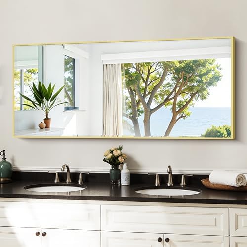 KOCUUY Gold Bathroom Mirror, HD Tempered Glass, Anti-Rust Frame, Modern Design by KOCUUY