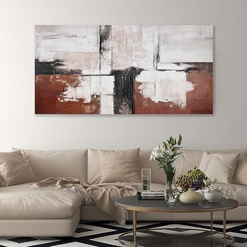 Glvzygy Abstract Wall Art Brick Red and Black and White Abstract Canvas Wall - Image 2