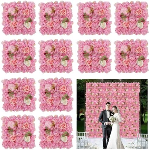 3D Flower Wall Backdrop 12 Pcs 15×15 Inch Pink Dahlia by BloomTrend