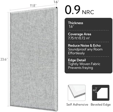 Olanglab Fiberglass Acoustic Wall Panels 4 Pack, 11.8'' x 23.6'' Sound Panels - Image 2