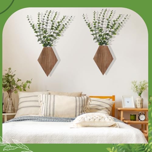 Chunful 2 Pcs Wooden Wall Planter Decor, Wooden Color, 7.1 x 4.7 x 1.2 Inches - Image 6