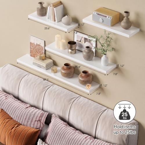 48 Inch White Floating Shelves, 4 ft Long Large Wall Shelf - Image 4