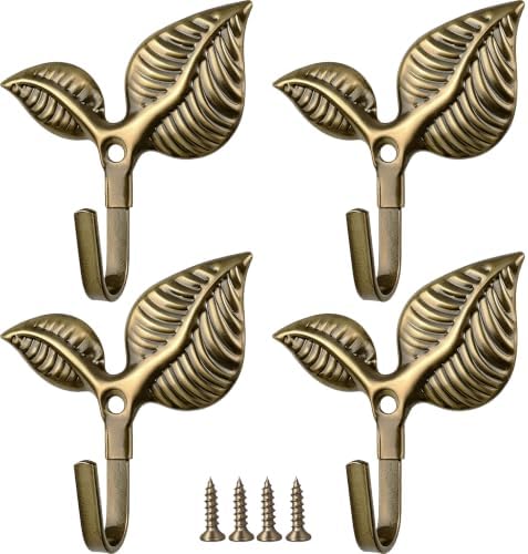 Heavy Duty Vintage Leaf Wall Hooks Set of 4 by Unknown