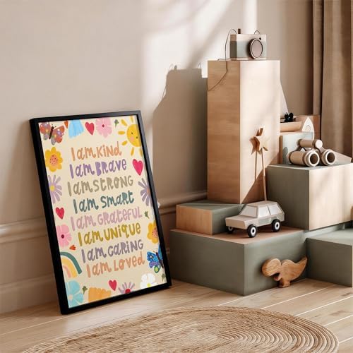 Kids Positive Quotes Wall Art Fashion Colorful Floral Affirmation Poster Cute - Image 6