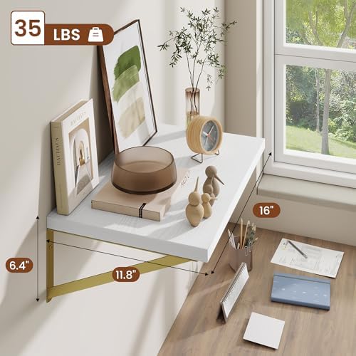 Deep Wall Shelves 16"W x 12"D Engineered Wood Floating Shelves - Image 3