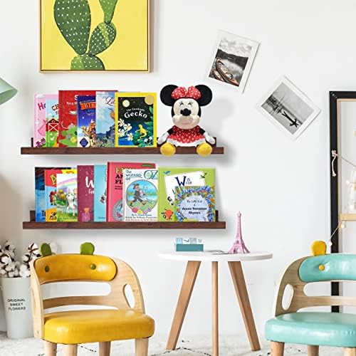AZSKY Floating Picture Ledge 36 Inch Wall Mount Floating Shelves Long Wood - Image 2