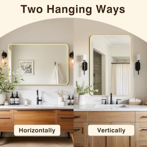 Vanity Bathroom Mirror, 36”x24” Gold Bathroom Mirror - Image 6