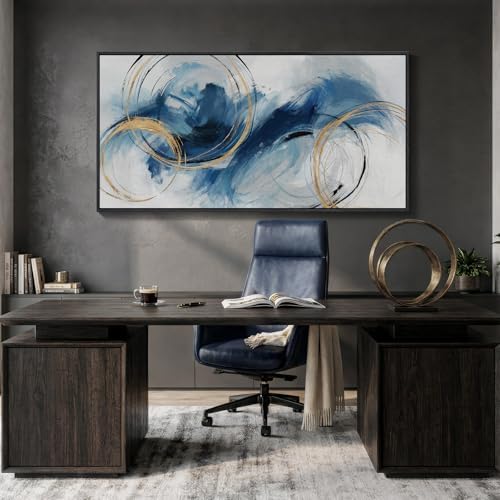Extra Large Framed Navy Blue Abstract Wall Art - Image 4