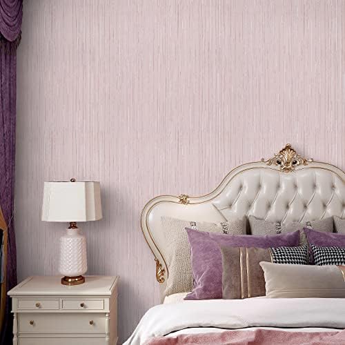 VaryPaper 15.7''x78.7'' Faux Grasscloth Peel and Stick Wallpaper Pink Textured - Image 6