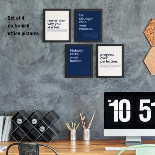 DSHFG Navy Blue Motivational Inspirational Office Wall Art Decor Prints - Image 5