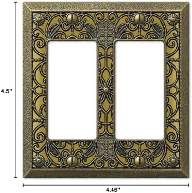 Amerelle 65RRAB Filigree Wallplate, 2 Rocker, Cast Metal, Antique Brass - Image 2