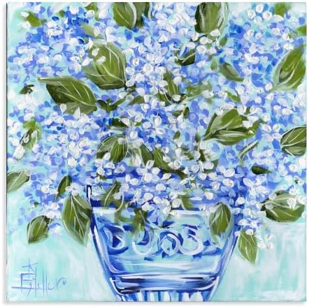 Cool Bouquets Blue Vase Floral, 24 x 24 Inch Canvas Wall Art by StupellIndustries