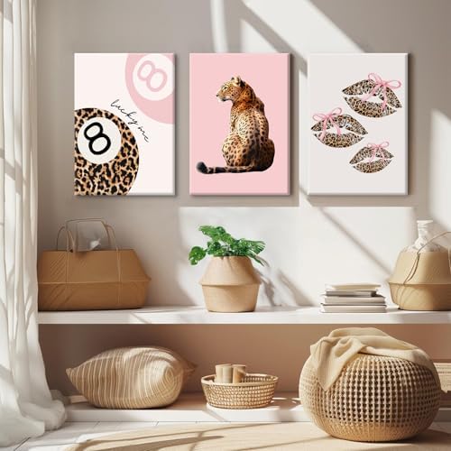 Pink Cheetah Wall Art Decor Leopard Preppy Trendy Canvas Poster Fashion - Image 5