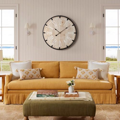 Vantic Farmhouse 24 Inch Wood Roman Large Wall Clock - Image 3