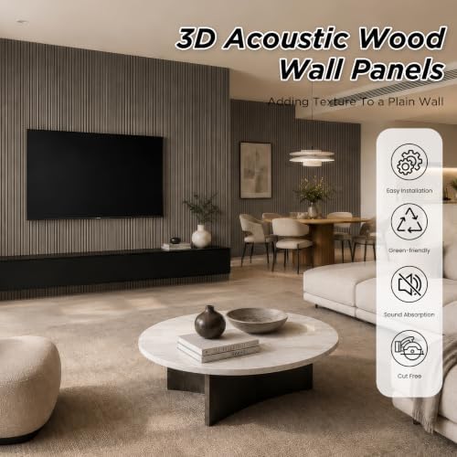 SMARTSTANDARD Wood Fluted Acoustic Wall Panels, Dark Walnut - Image 2