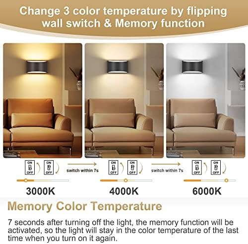 TRLIFE Modern Wall Sconces, 3000K/4000K/6000K Selectable and Dimmable LED Wall - Image 2