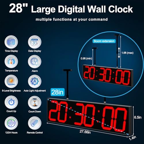 CHKOSDA 28 Inch Large Double Sided Digital Wall Clock - Image 3