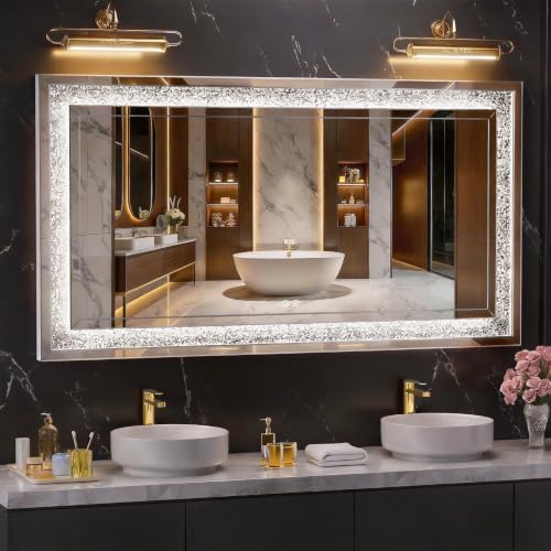 53" x 28" LED Diamond Wall Mirror, Dim & Anti-Fog by WinniceMirrors
