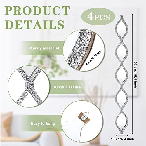 BBTO 4 Pcs Teardrop Mirror Wall Decor Silver Long Mirror Home Decorative - Image 2