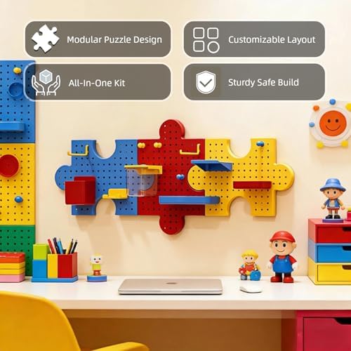 Pegboard Wall Organizer, Puzzle Modular Plastic Storage System - Image 4