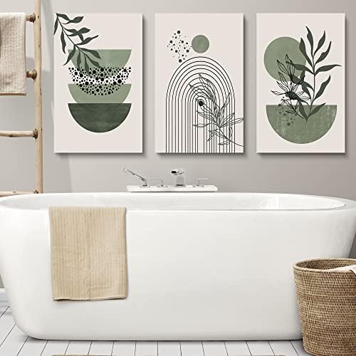 Sage Green Wall Posters & Prints, Minimalist Framed Wall Art Geometric Line - Image 4