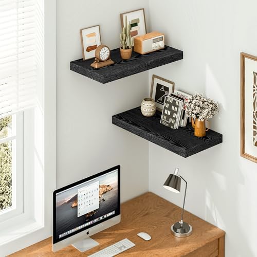 Vivelove 24 Inches Black Floating Shelves, 12 Inch Deep - Image 2