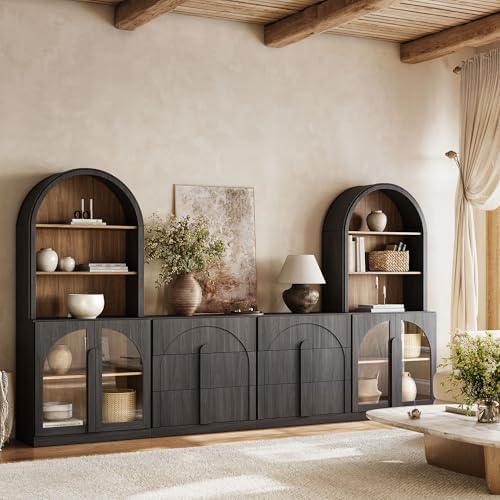 BELLEZE Bijou 126" Wall Unit 6-Piece Modular TV Stand - Image 4