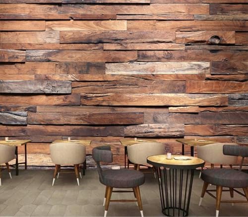 Rustic Wood Plank Wallpaper Brown Vintage Barn Peel Stick by Cliouar