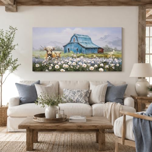 Anolyfi Farmhouse Highland Cow Canvas Wall Art - Image 6