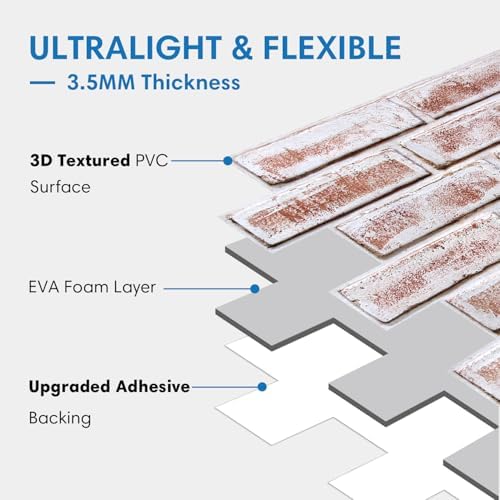 COMSTICKC 3D Faux Brick Wall Panels Peel and Stick - Image 4