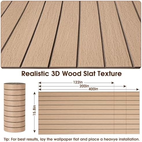 3D Peel and Stick Wall Panels PVC Grille Slat 118"x15.8" Self-Adhesive Wall - Image 3