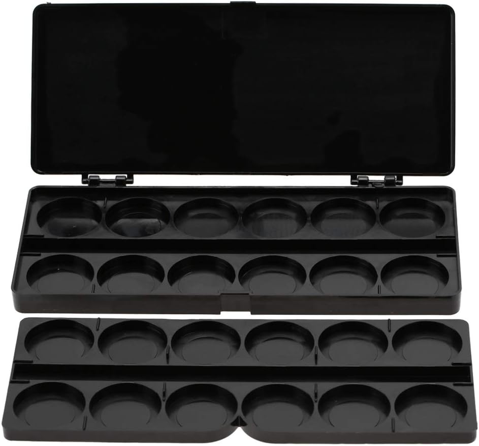 Nail Art Palette, 24 Grid Plastic Nail Art Paint Color Mixing Palette Plate Watercolor Pigment Color Mixing Case Manicure Drawing Tray(Black)