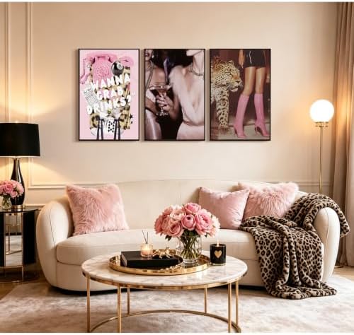Pink Cheetah Wall Art Leopard Room Decor Pictures Fashion Prints Poster - Image 4