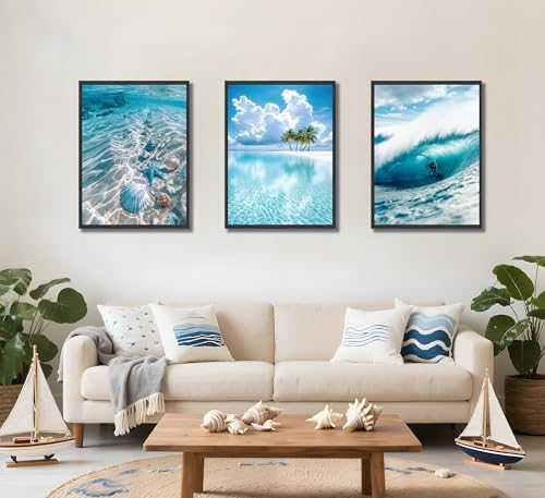 JWDXNOOK 3pcs Blue Ocean Canvas Prints Wall Art 12x16 inches - Image 7