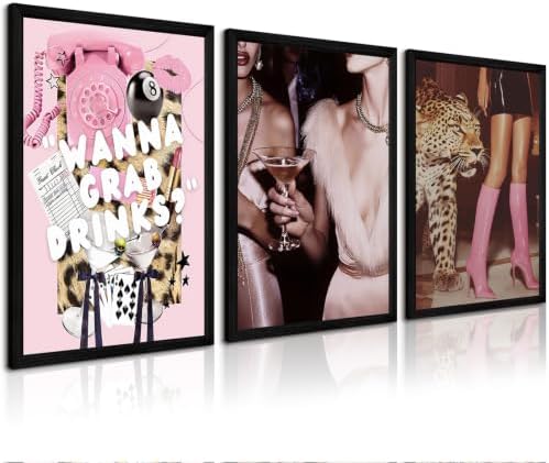 Pink Cheetah Wall Art Leopard Room Decor Pictures Fashion Prints Poster by Youillne