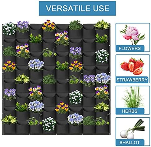 64 Pockets Hanging Planter Bags, Hanging Vertical Wall Mounted Plant Planting - Image 5