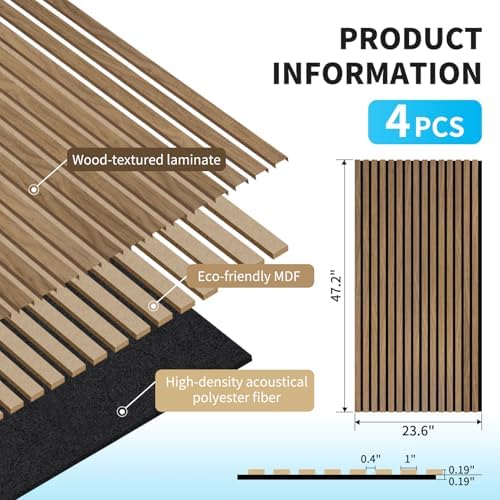 Art3d 47 x 23.6 Inch Acoustic Wood Slat Wall Panel, Deep Walnut - Image 5