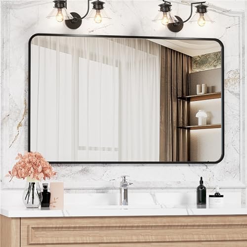 Antok 40x30 Black Metal Framed Bathroom Mirror, Wall Mirror - Image 3