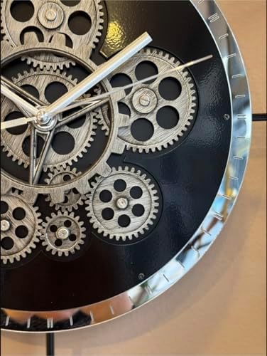 Large Moving Gear Wall Clock – Luxury Metal Ring Roman Numeral Silent - Image 3