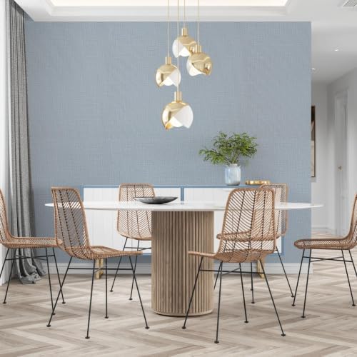 wishFIRE Grasscloth Peel and Stick Wallpaper 15.7"X200" Blue Contact Paper - Image 2