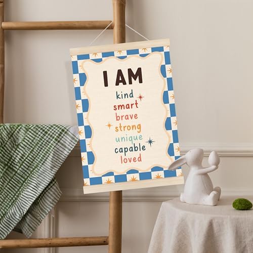 Koesus Inspirational Classroom Checkered Striped Wall Art Poster Hanger Frame - Image 2