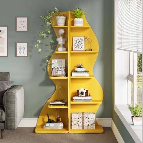 Tribesigns Corner Shelf, Modern 5-Tier Wall Corner Bookshelf, Stylish Corner - Image 5