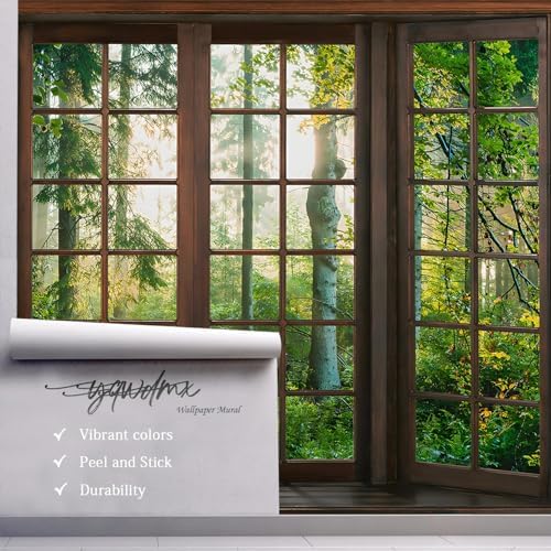 YQWDMX - 3D Green Forest Peel and Stick Wallpaper Window Mural - Image 5