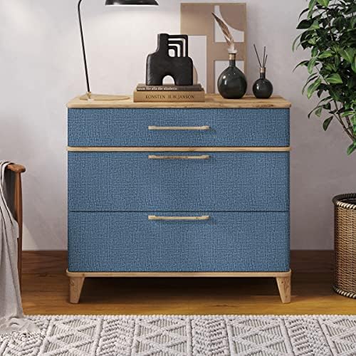 Blue Peel and Stick Wallpaper Grasscloth Decor Paper 17.7in x 118in - Image 4