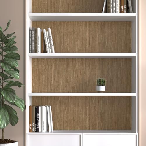 VaryPaper 15.7''x315'' Bronze Brown Grasscloth Wallpaper Peel and Stick - Image 4