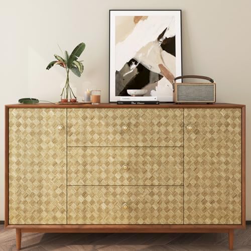 FunStick 24"x200" Retro Tan Brown Wallpaper Peel and Stick Grass Cloth - Image 3