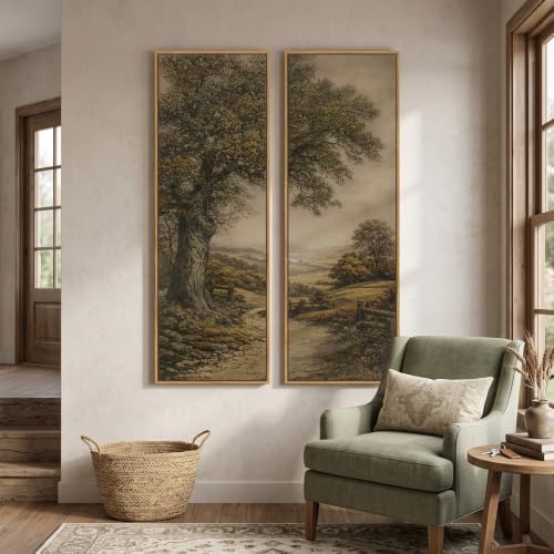 Framed Vintage Long Narrow Landscape Wall Art - Image 4
