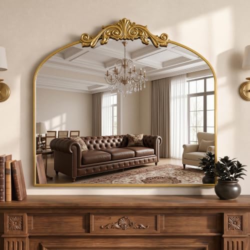 Vintage Bronze Arched Wall Mirror - Image 3