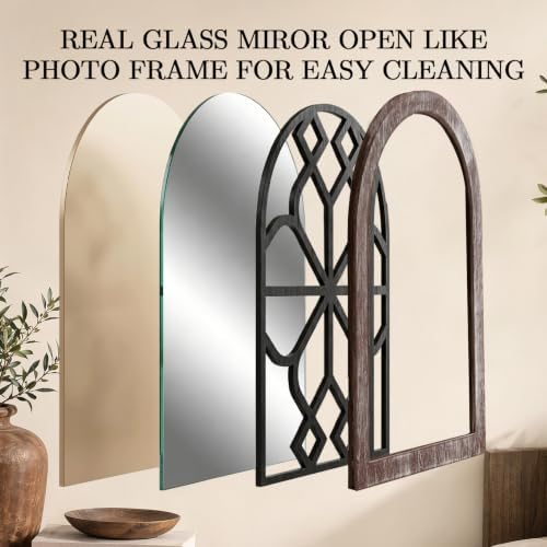 Set of 2 Arched Window Wall Mirror, Rustic Farmhouse Accent Mirror - Image 4