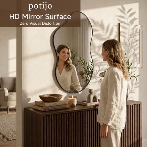 Irregular wall Mirror 26"x46" Black Asymmetrical Mirror - Image 2